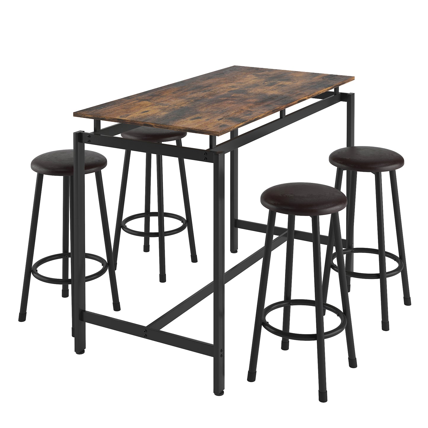 5-Piece Kitchen Counter Height Table Set, Bar Table with 4 Stools