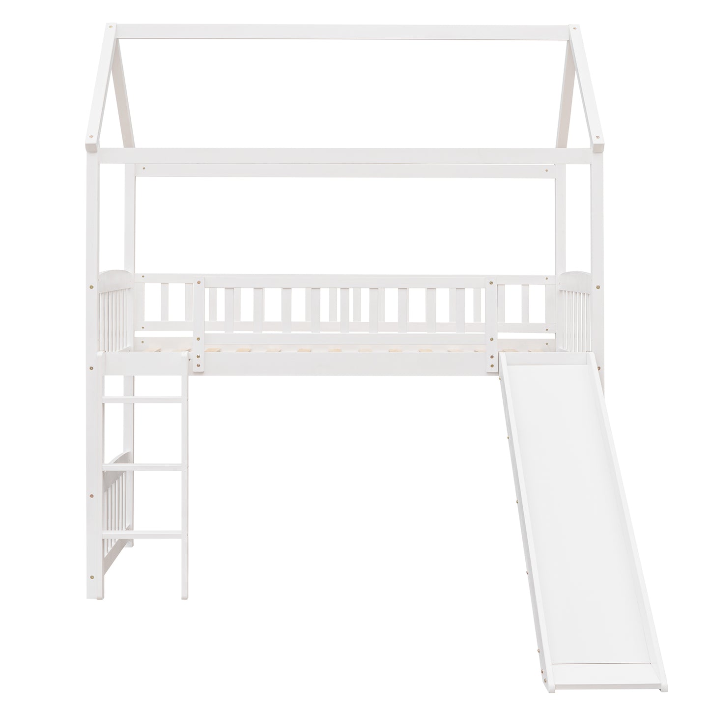 Twin Loft Bed with Slide, House Bed with Slide,White( :LT000212AAK)