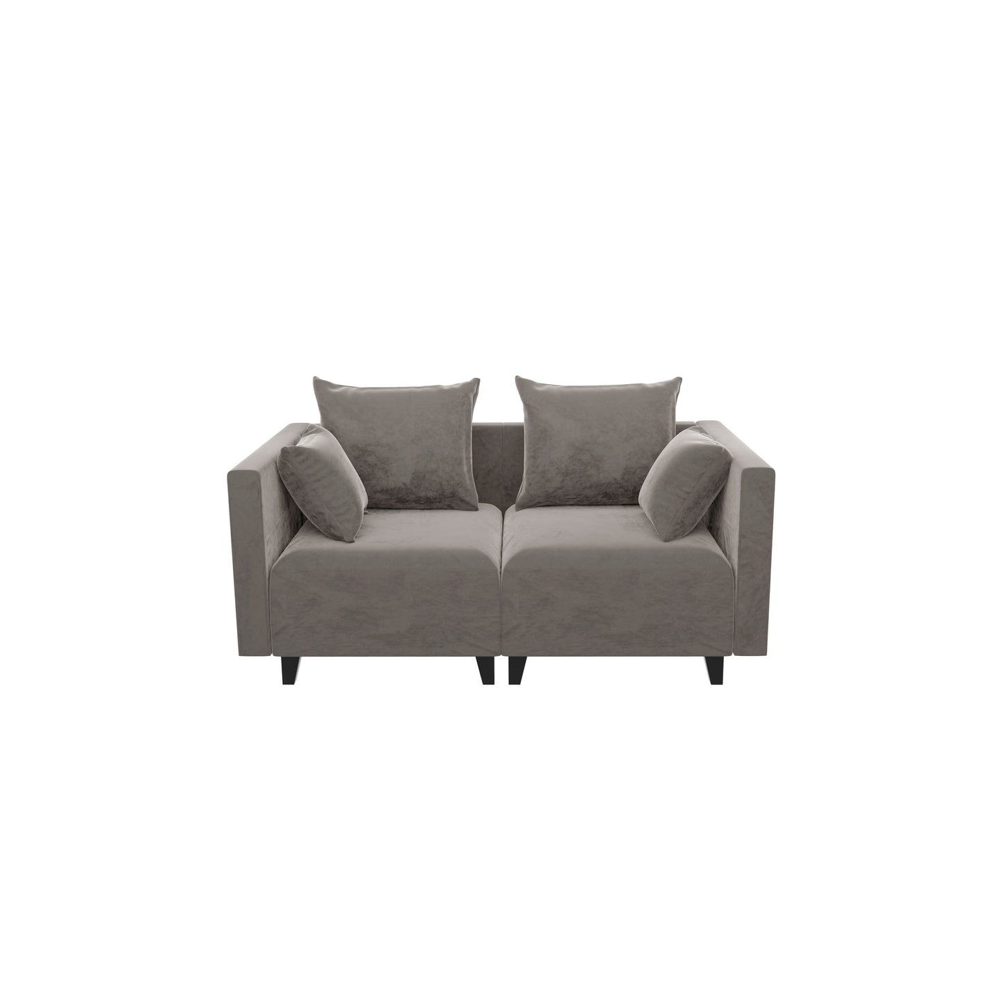 Sectional Sofa, Velvet Square Arm Sofa for bedroom, livingroom, camel