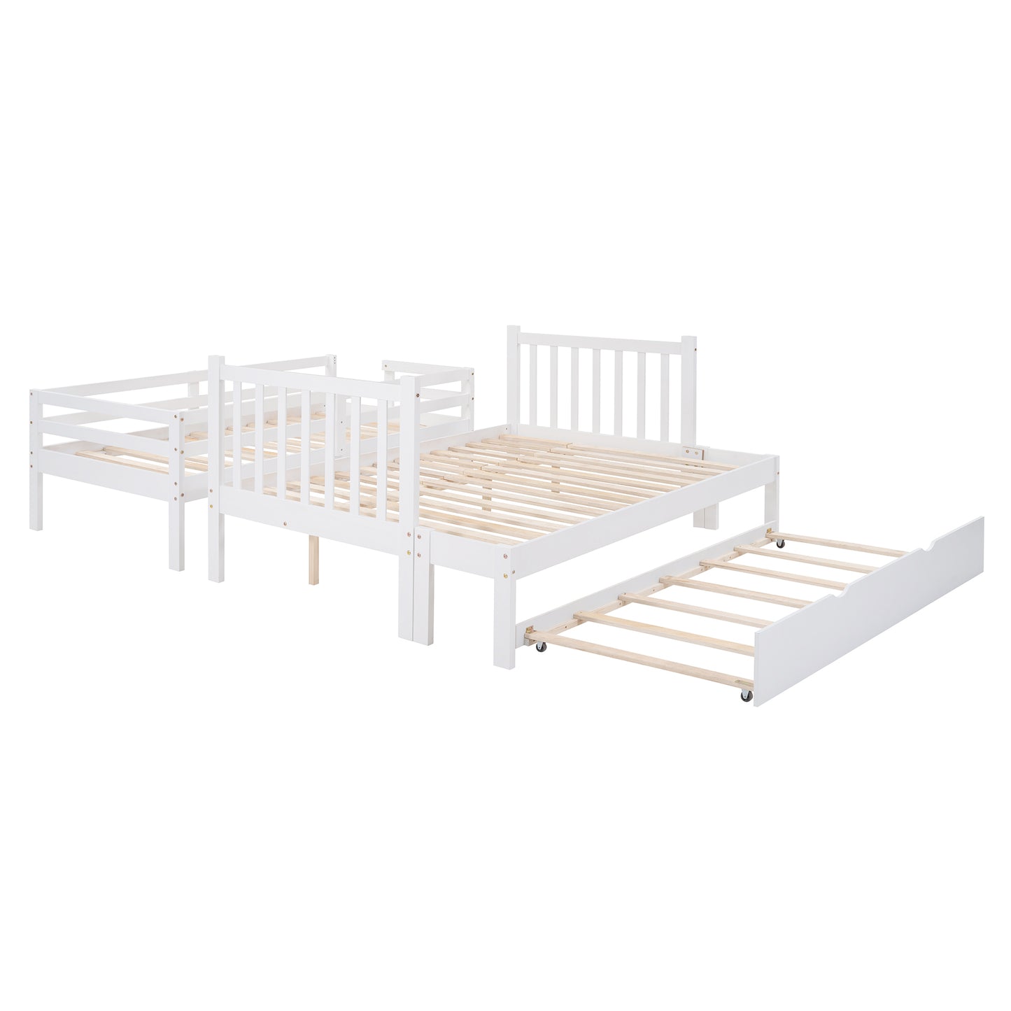 Stairway Bunk Bed with Trundle and Storage Drawers in White