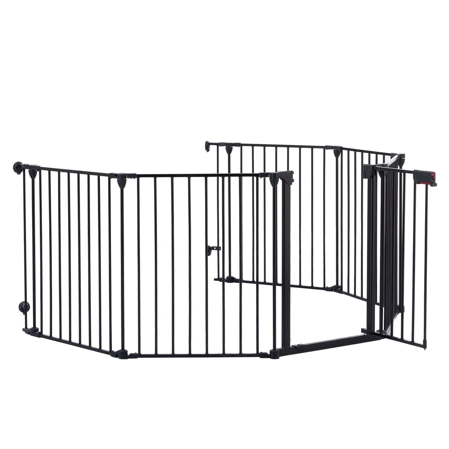 152" Adjustable Safety Gate  6 Panel Play Yard Metal Doorways Fireplace Fence Christmas Tree Fence Gate for House Stairs Gate prohibited area fence