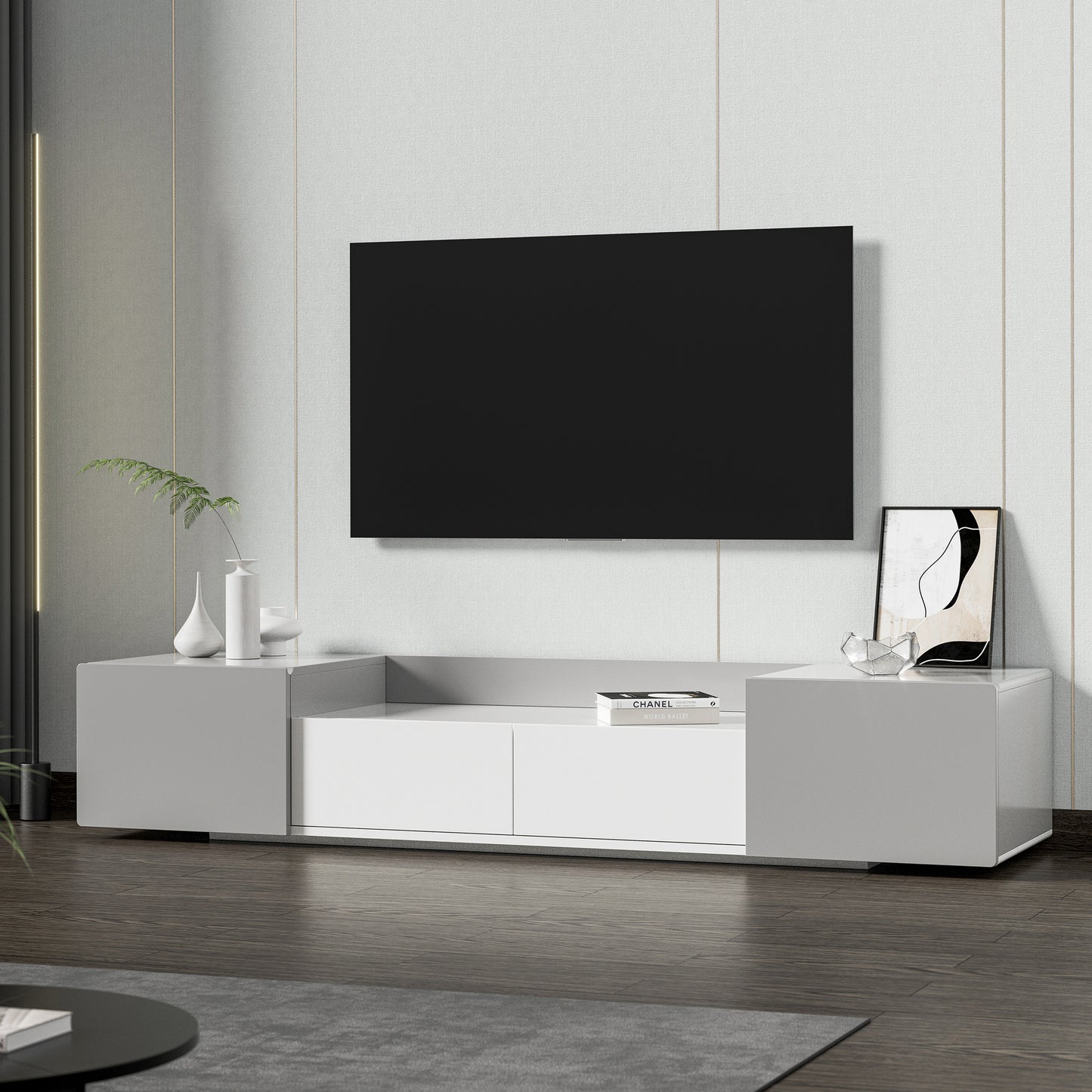 Contemporary TV Console with Spacious Storage and Sleek Design