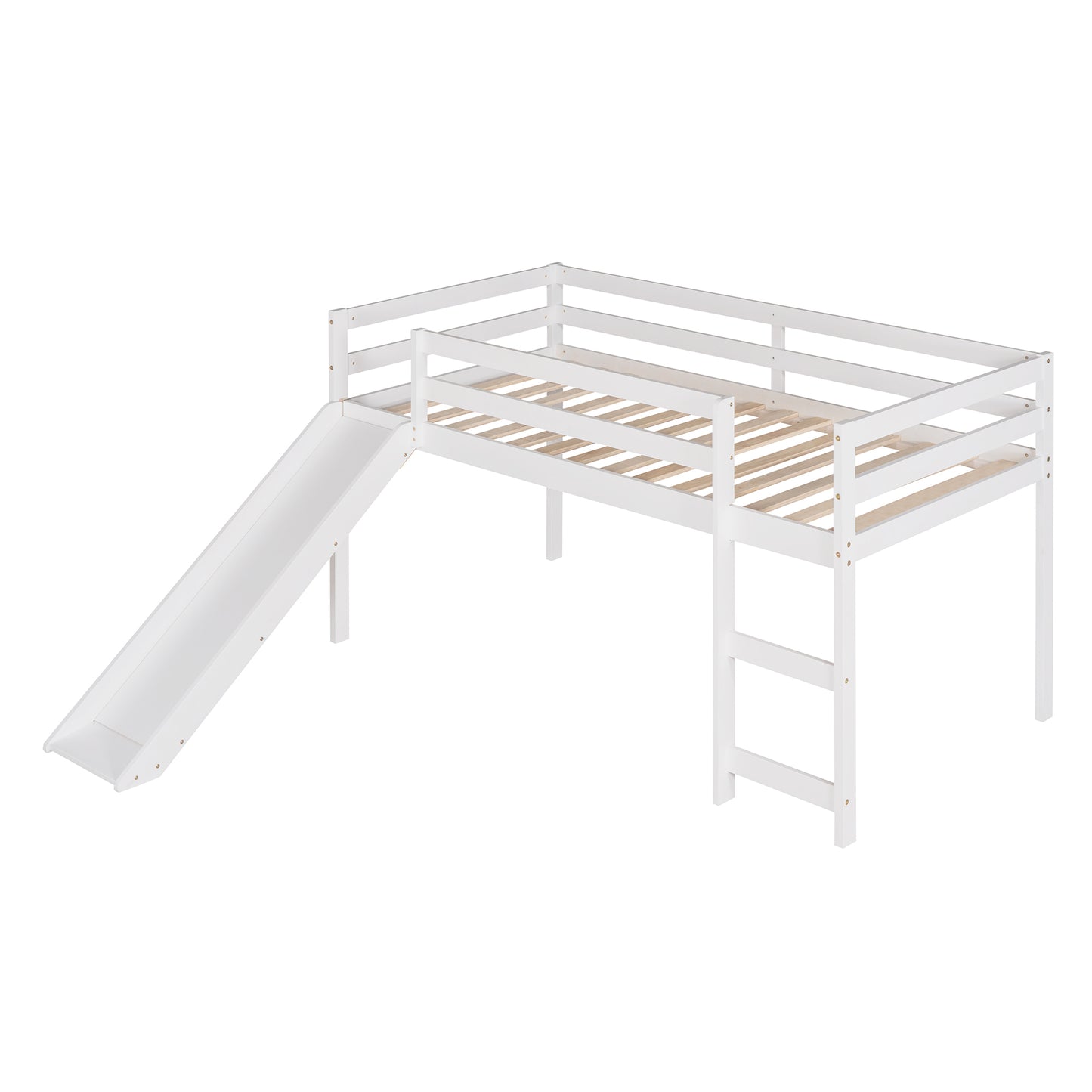 Loft Bed with Slide, Multifunctional Design, Twin (White)(: WF191904AAK)