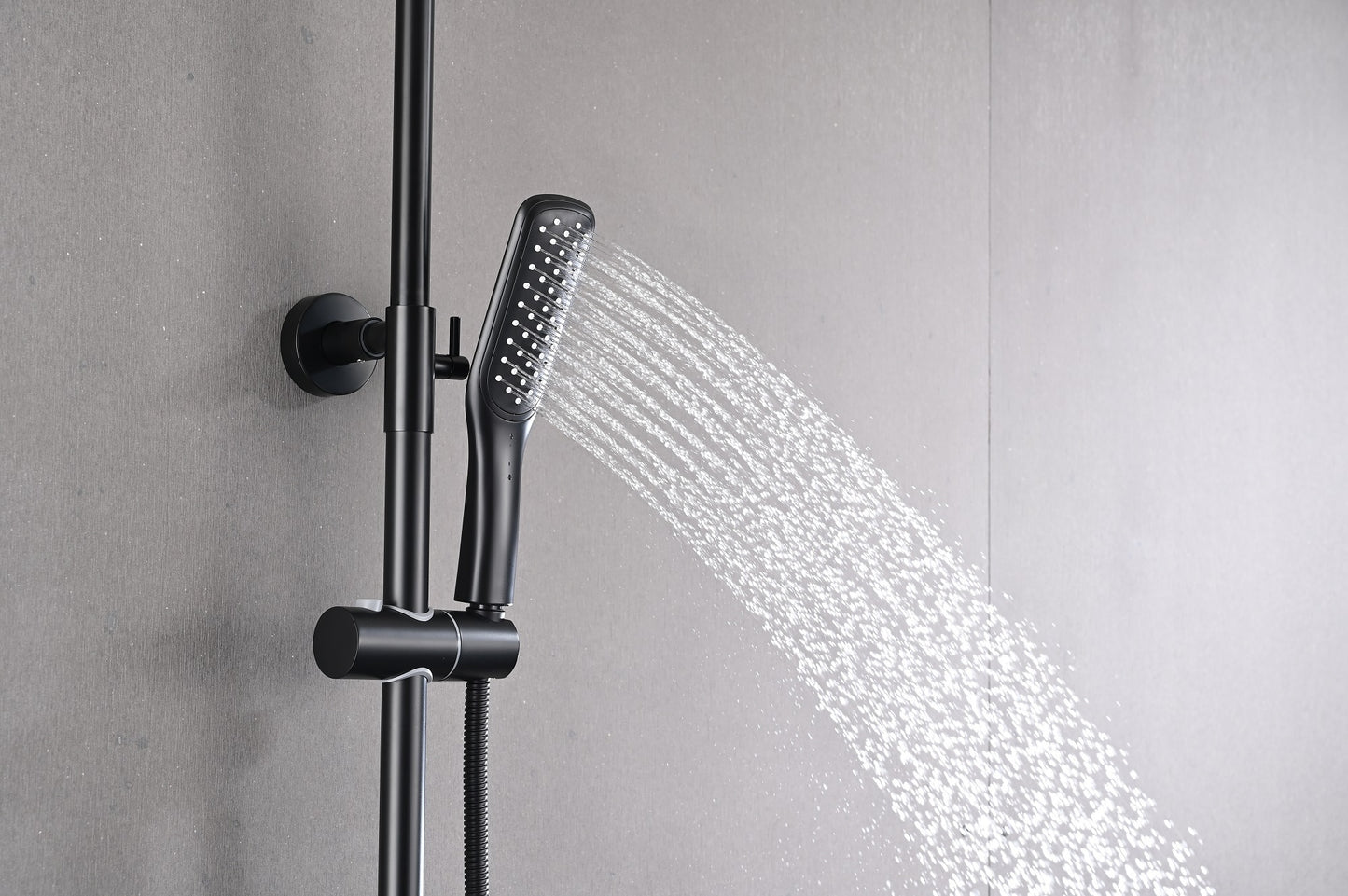 Thermostatic Matte Black Shower System with Dual Function Rainfall Shower Head