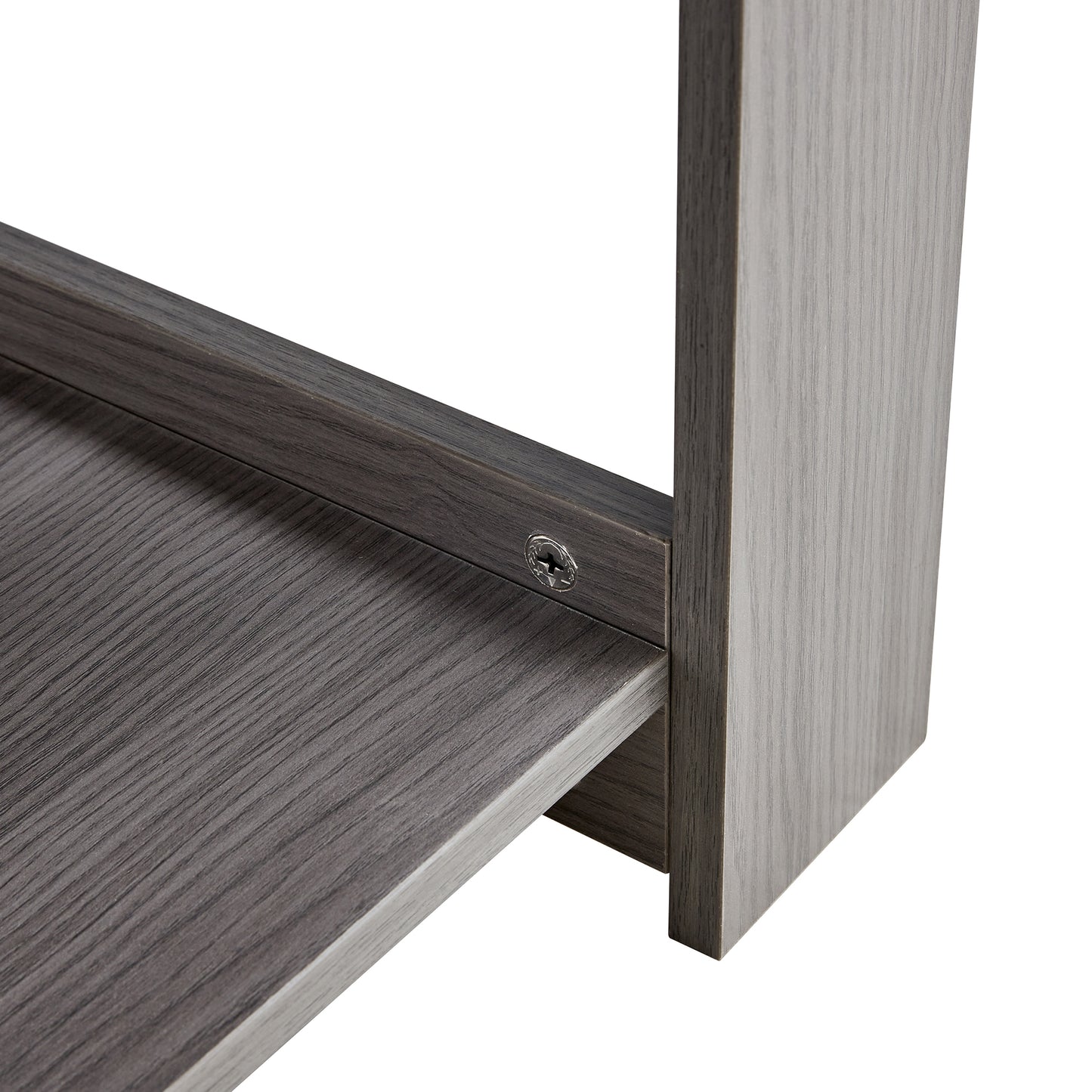 Elegant Gray Wood Grain Double Layered Rectangular Coffee Table, Perfect for Any Room