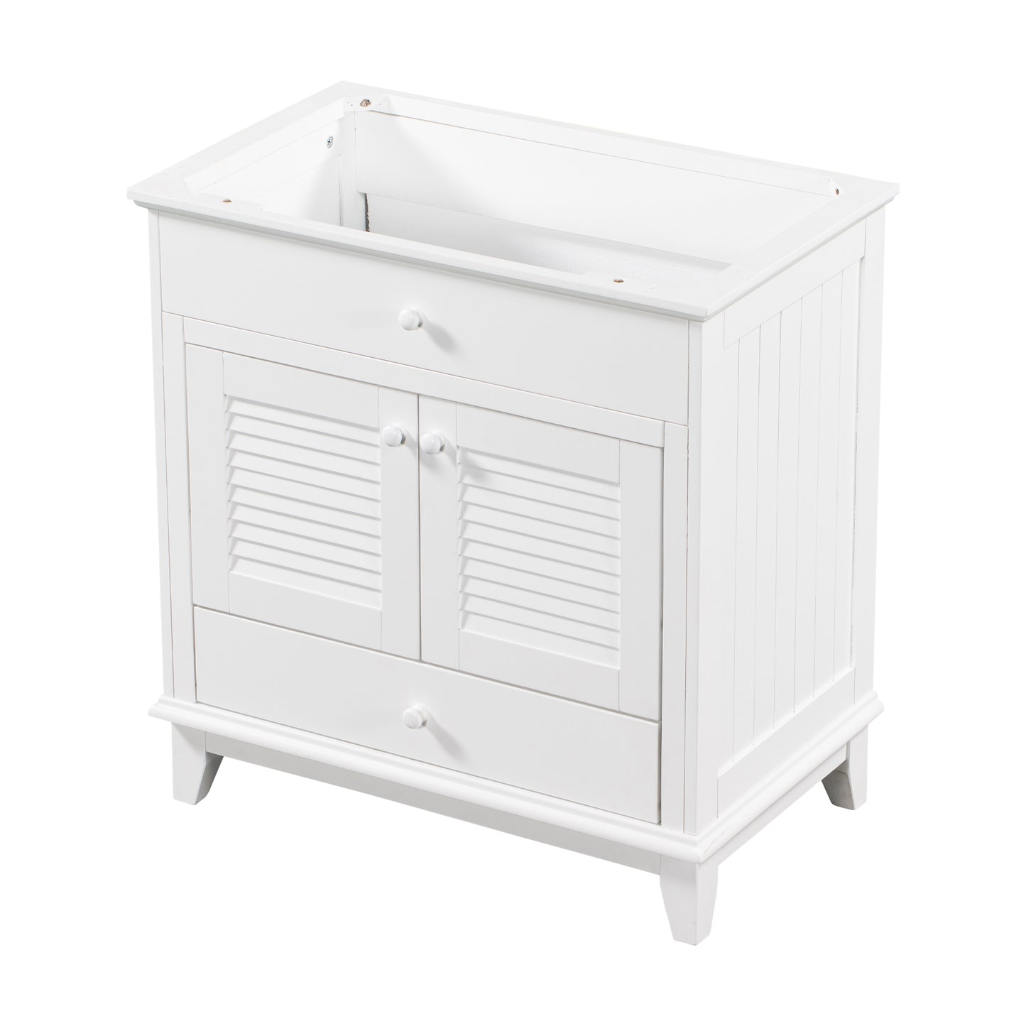 30" Bathroom Vanity Base without Sink, Bathroom Cabinet with Two Doors and One Drawer, White