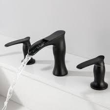 Matte Black Waterfall Bathroom Faucet with Double Handle Control