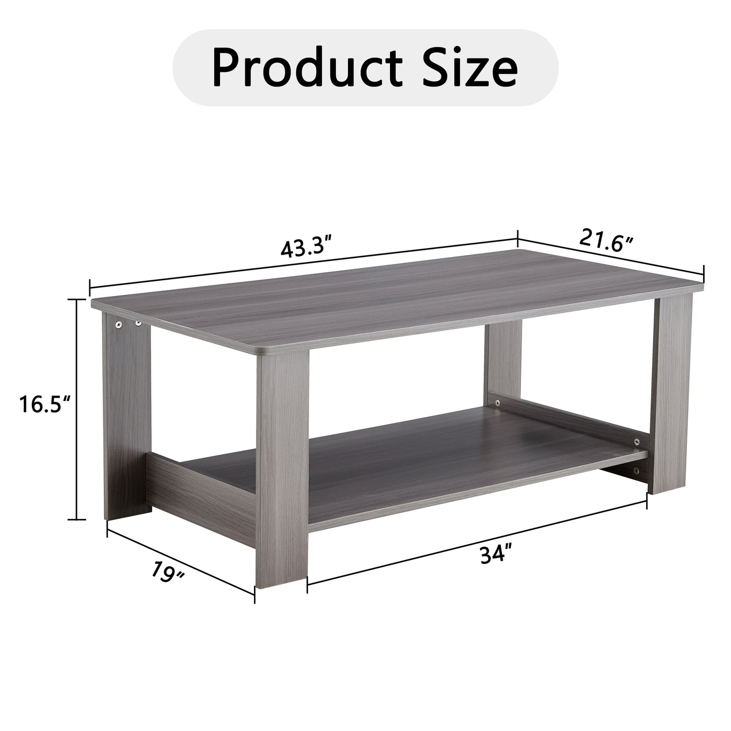 Gray Textured Double-Layered MDF Coffee Table - Sleek & Practical