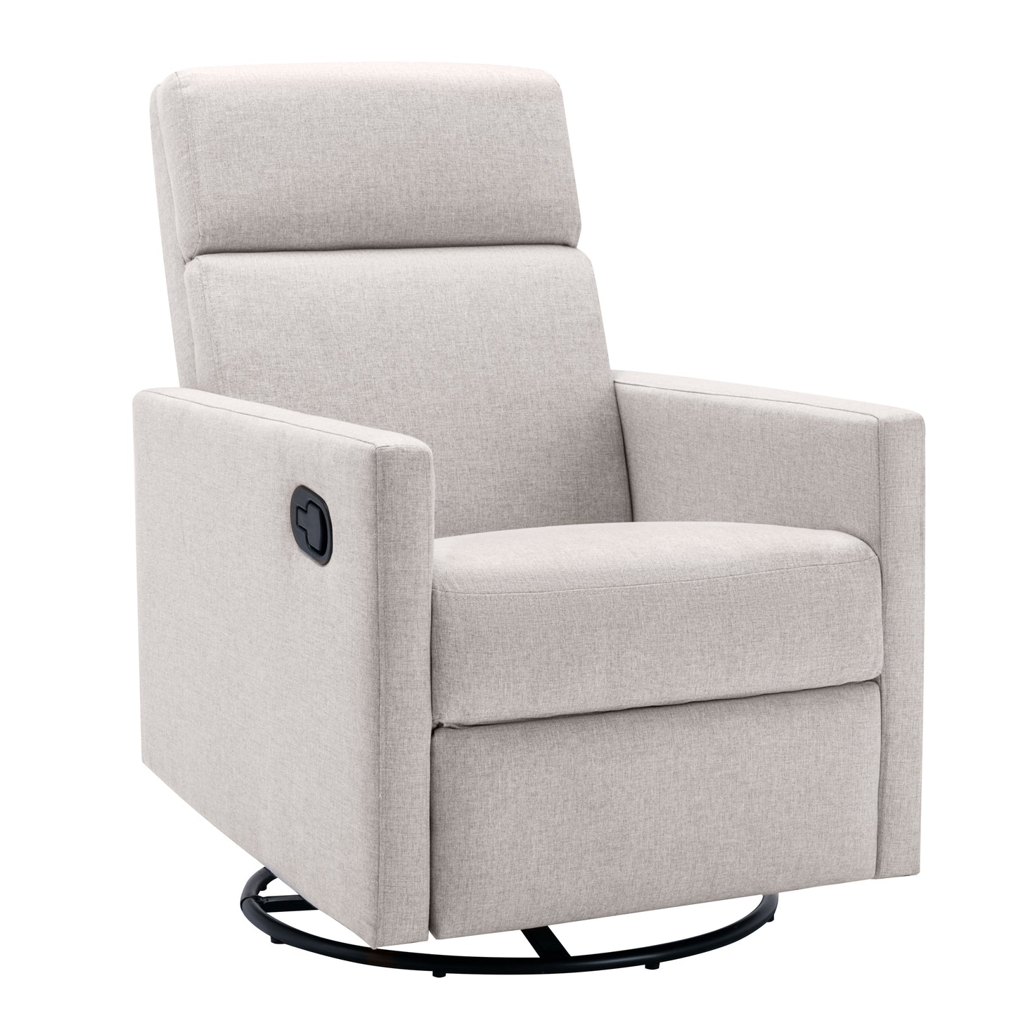 Modern Tan Upholstered Nursery Rocker Chair with Swivel Recliner