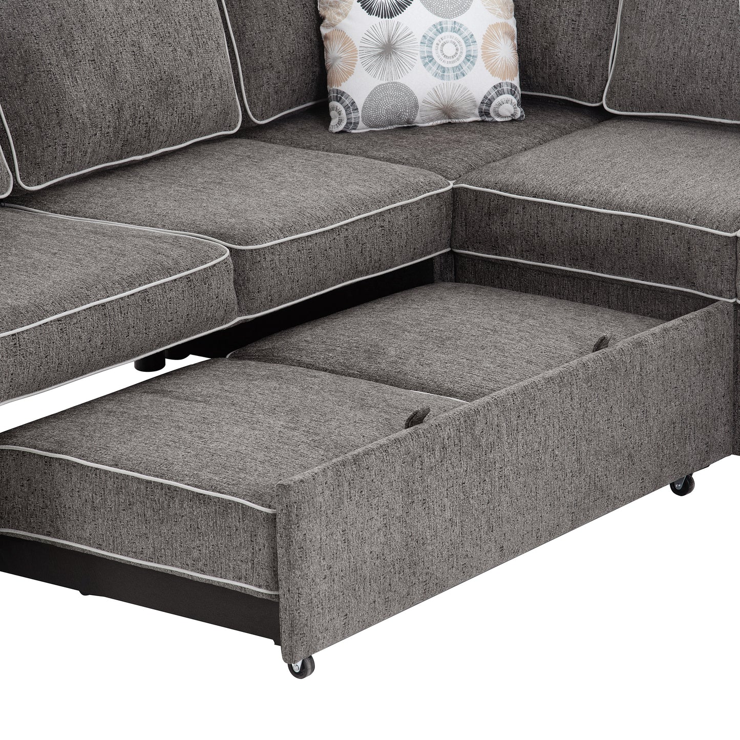 Modern L-Shaped Sleeper Sofa Bed with USB Ports and Pillows