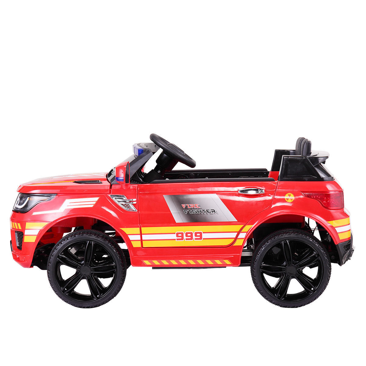 12V Kids Ride-On Police Car with Parental Remote Control, Flashing Lights, Music, and Spring Suspension, Red