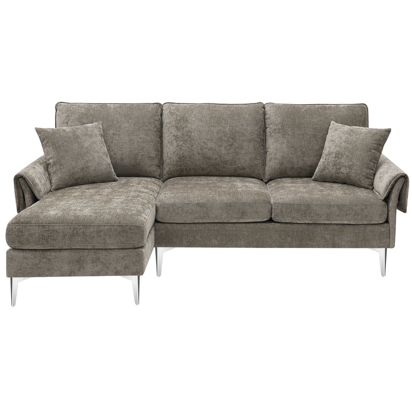 84-Inch Convertible Sectional Sofa with Reversible Chaise Lounge and Chenille Upholstery