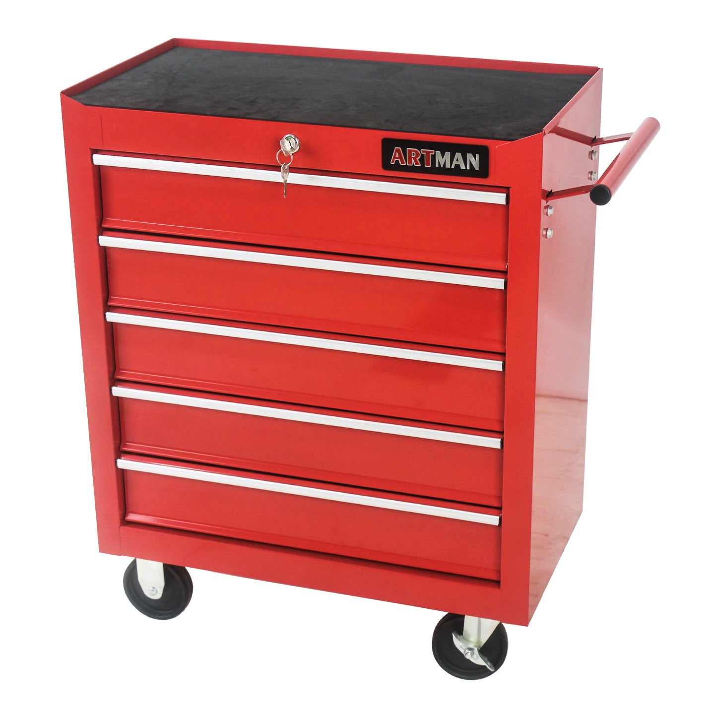 5 DRAWERS MULTIFUNCTIONAL TOOL CART WITH WHEELS-RED