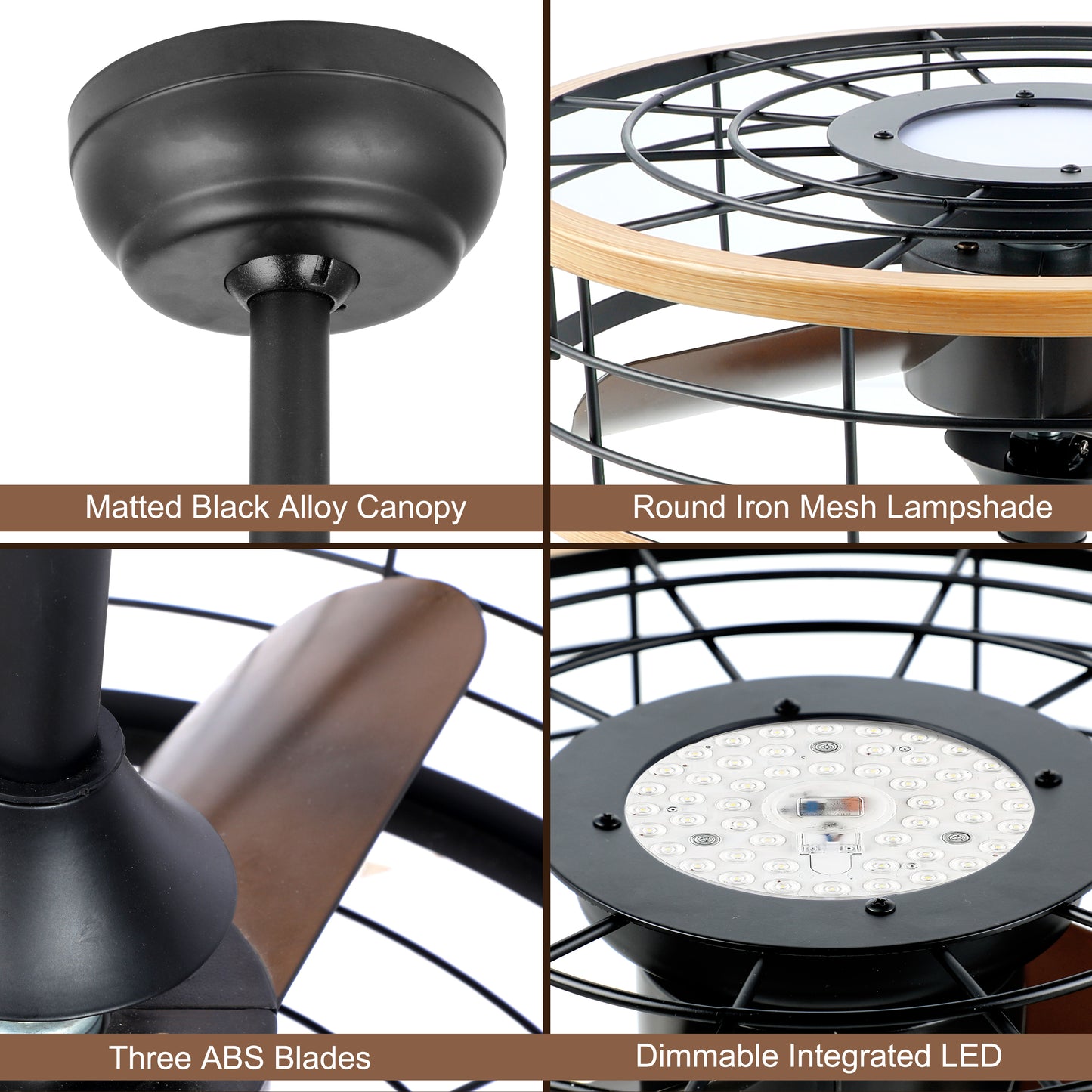 16 Caged Ceiling Fan with Reversible Motor and Remote Control