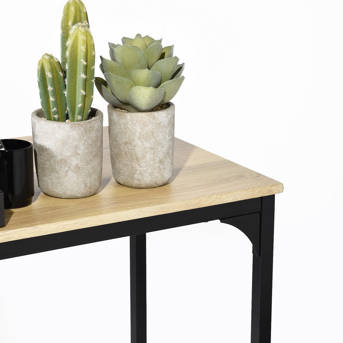 Modern & Stylish L-Shaped Wooden Desk with Sleek Black Metal Frame