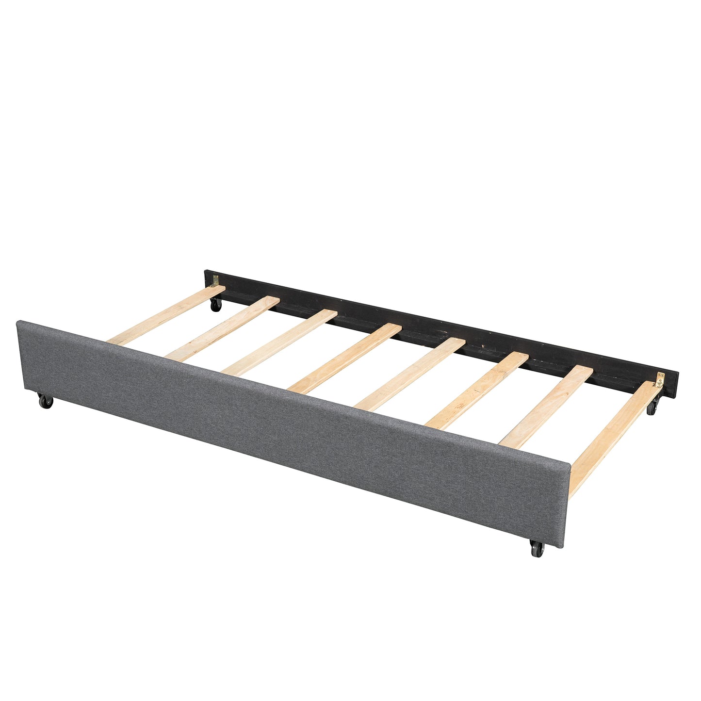 Full Upholstered Platform Bed with Trundle,Grey