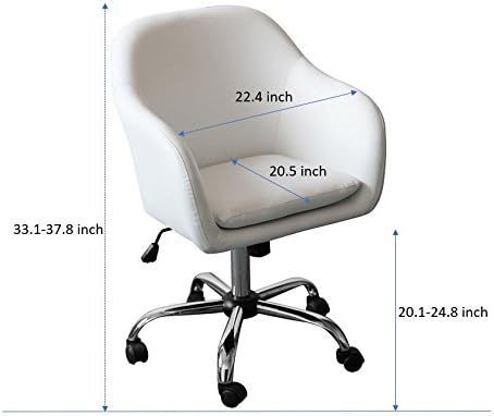 INO Design Mid Back Computer Table Desk Chair Swivel Height Adjustable Ergonomic with Armrest White for Home,Office