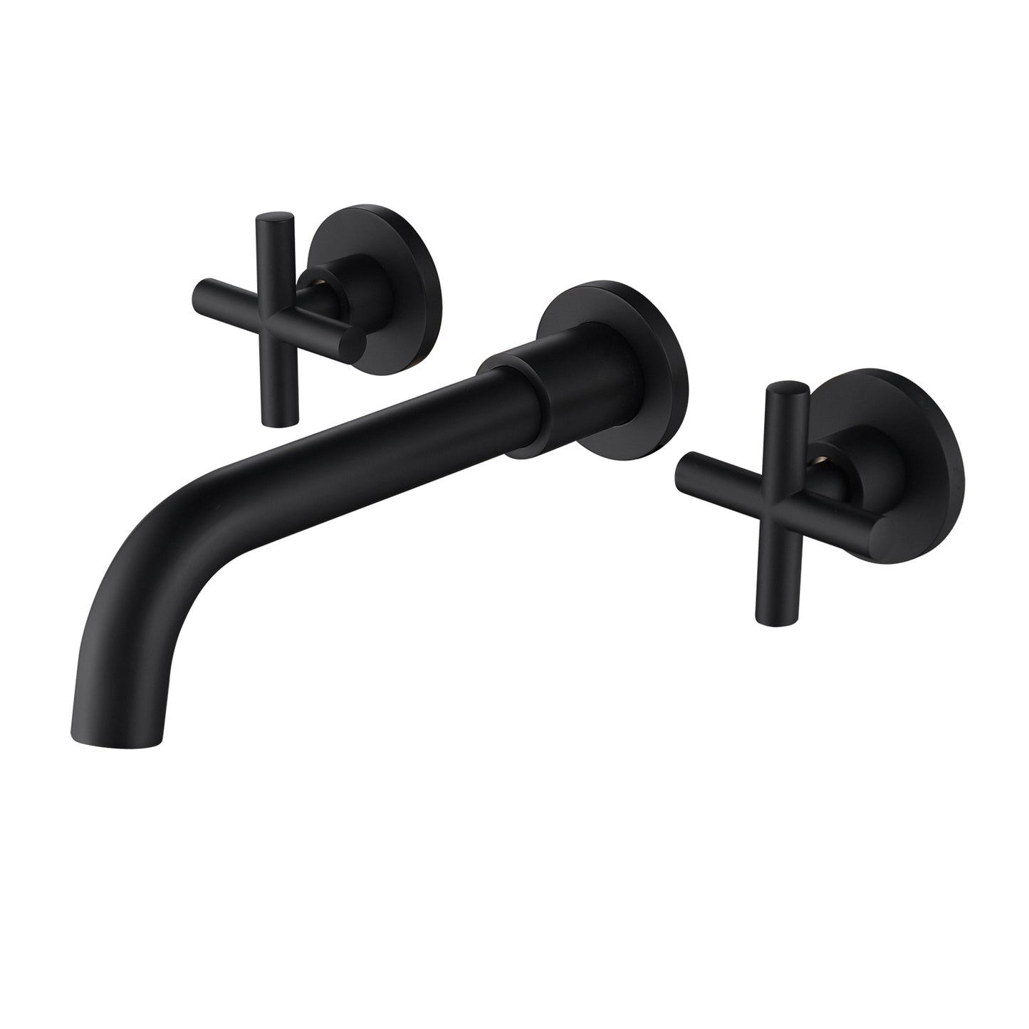 Elegant Matte Black Wall Mount Brass Bathroom Faucet