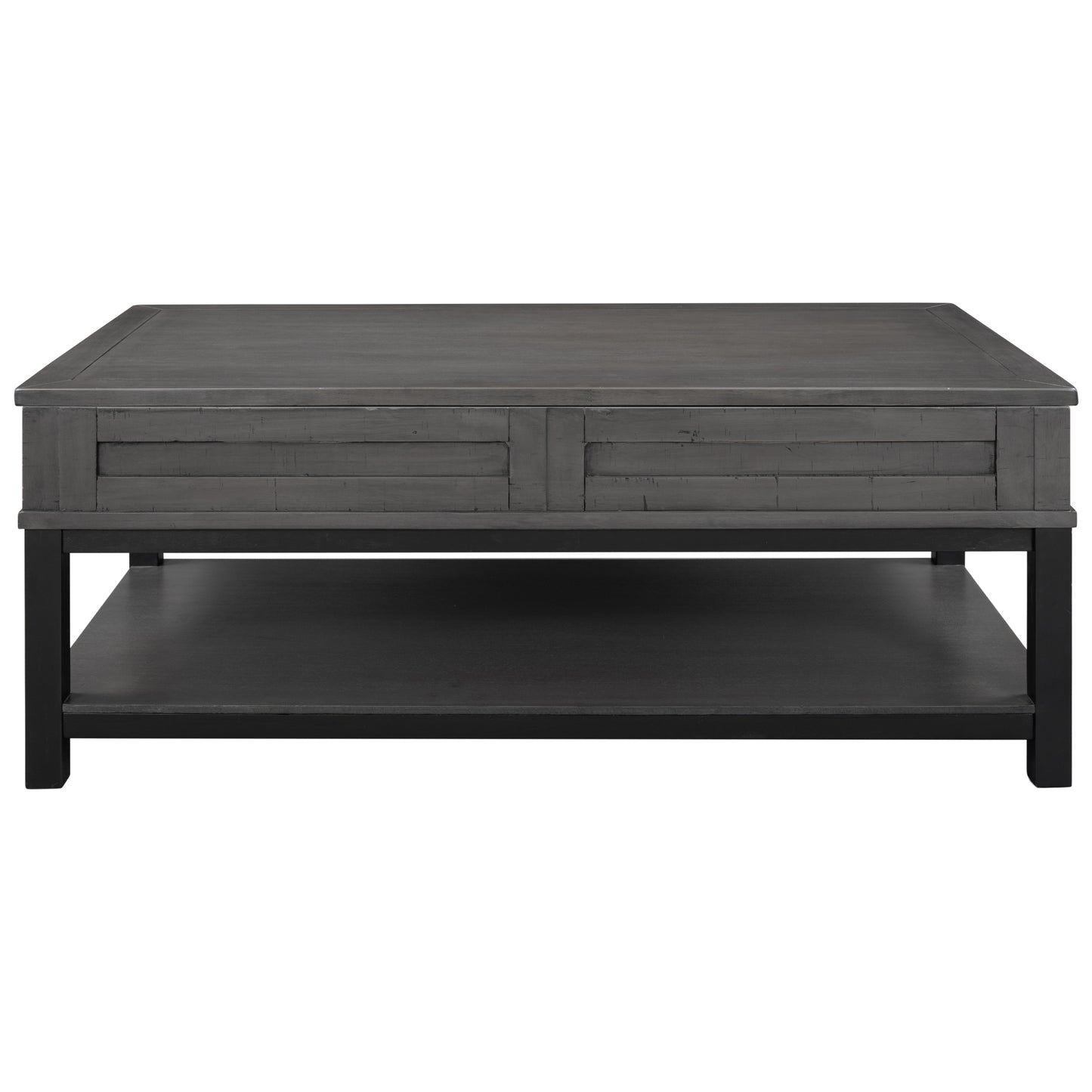 Convertible Lift Top Coffee Table with Storage Shelf - Grey Finish