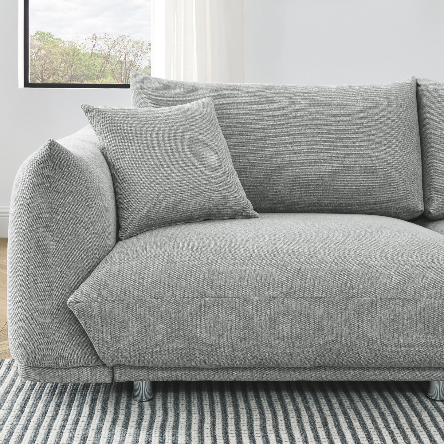 78.8'' Contemporary Sofa with Solid Wood Frame, Metal Legs, and 2 Pillows