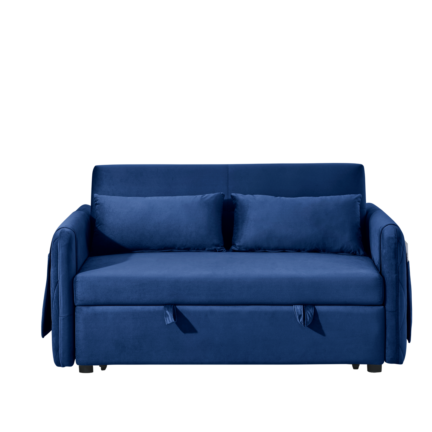 55 Convertible Velvet Sofa Bed with Adjustable Backrest and Storage Pockets