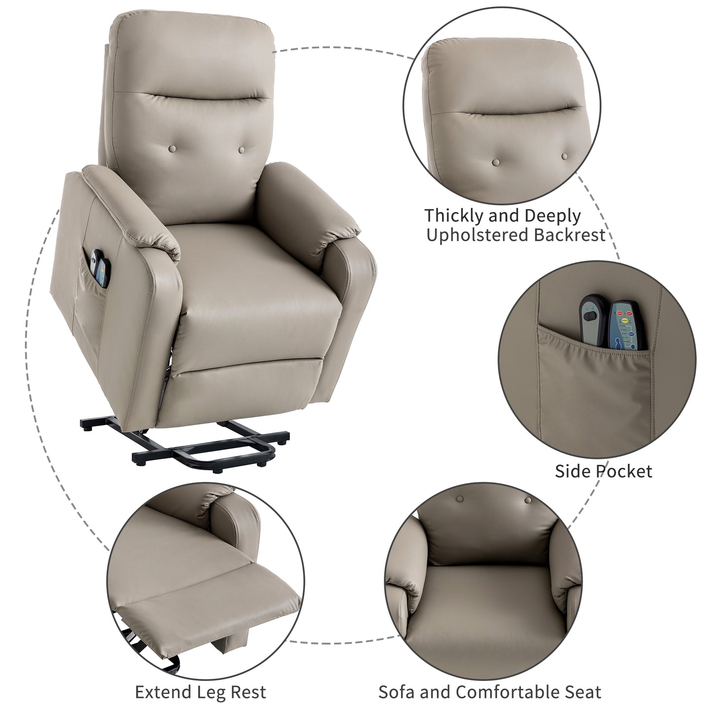 Electric Power Lift Massage Recliner Chair with Heating, Side Pocket, and Comfortable Design