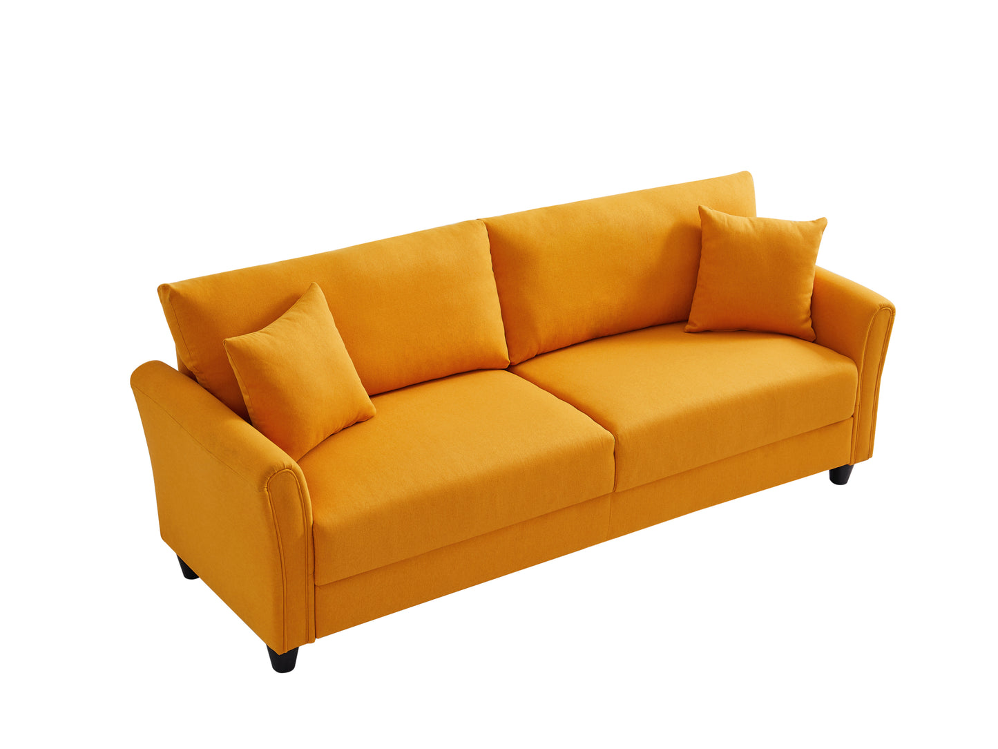 Three-Seater Yellow Linen Sofa with Contemporary Design