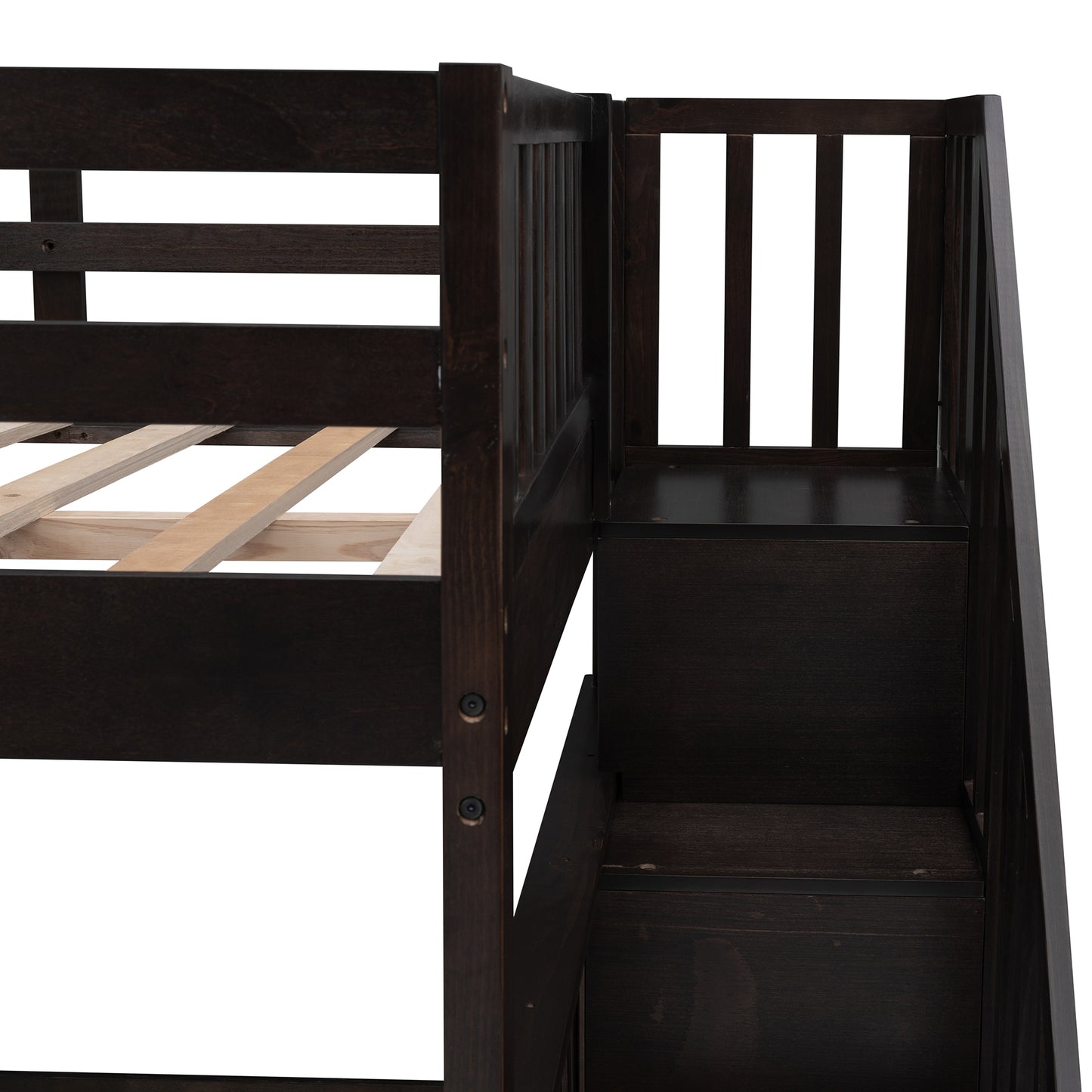 Stairway Full-Over-Full Bunk Bed with Storage and Guard Rail for Maximum Space Utilization