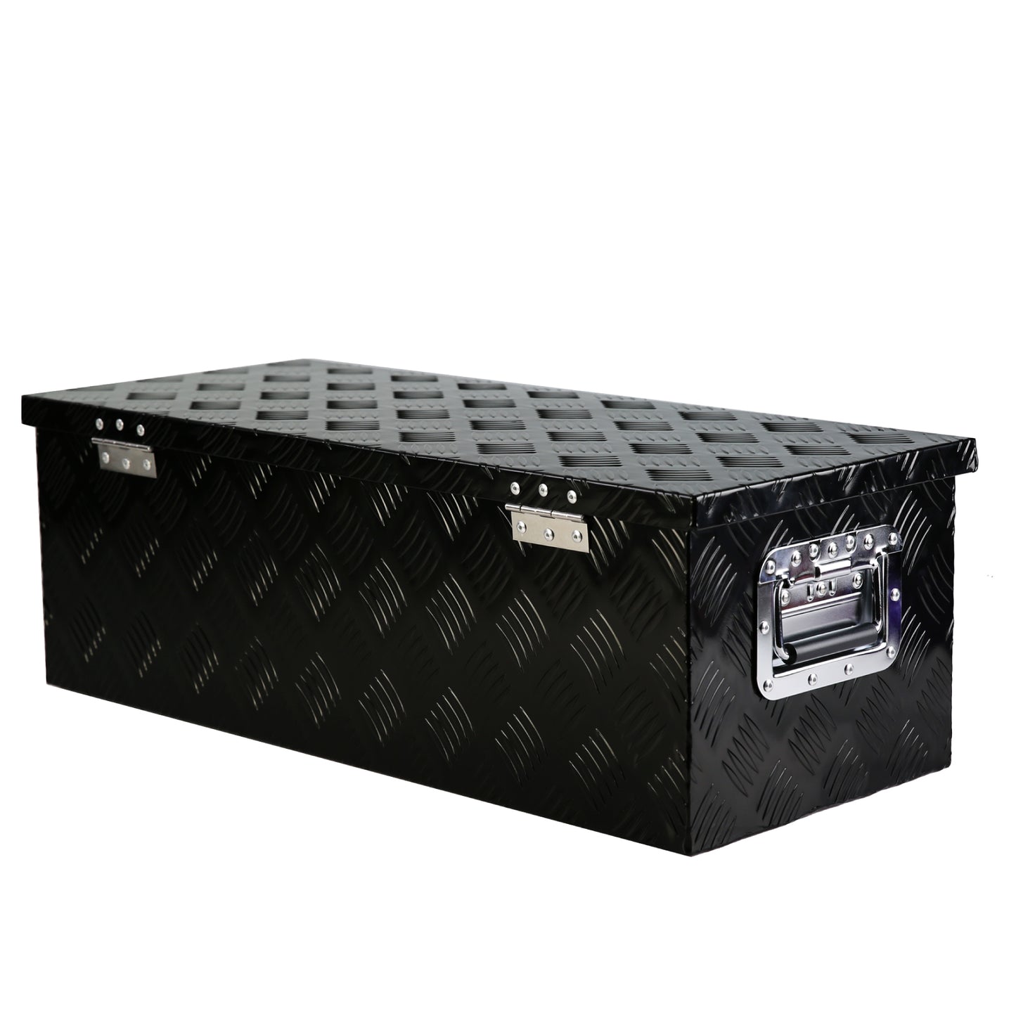 30 Inch Heavy Duty Black Aluminum 5 Bar Tread Tool long Box Truck Pickup Trailer Toolbox Underbody Storage+Lock+Keys (30.1"×12.8"×10.4")