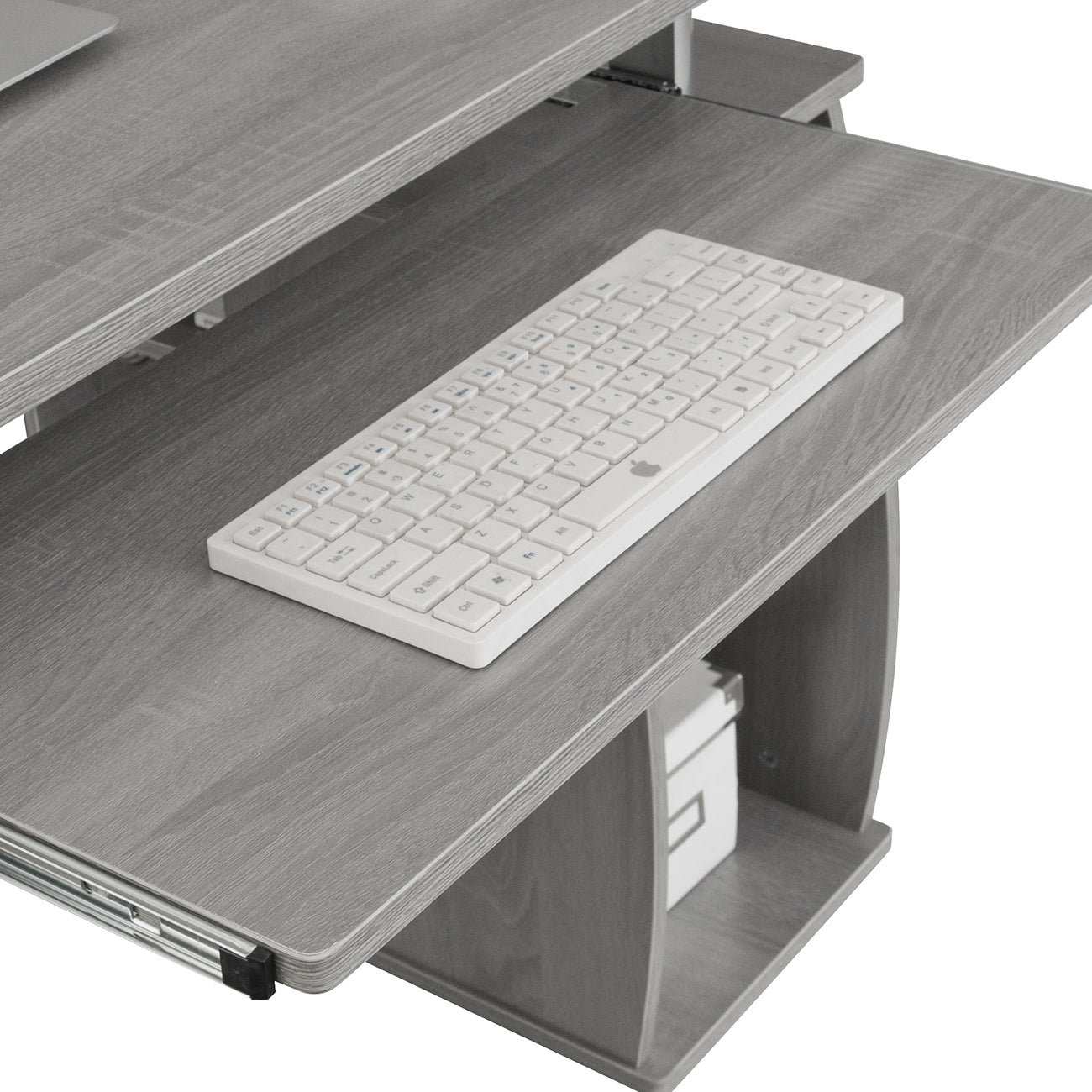 Grey Computer Workstation Desk With Storage Solution