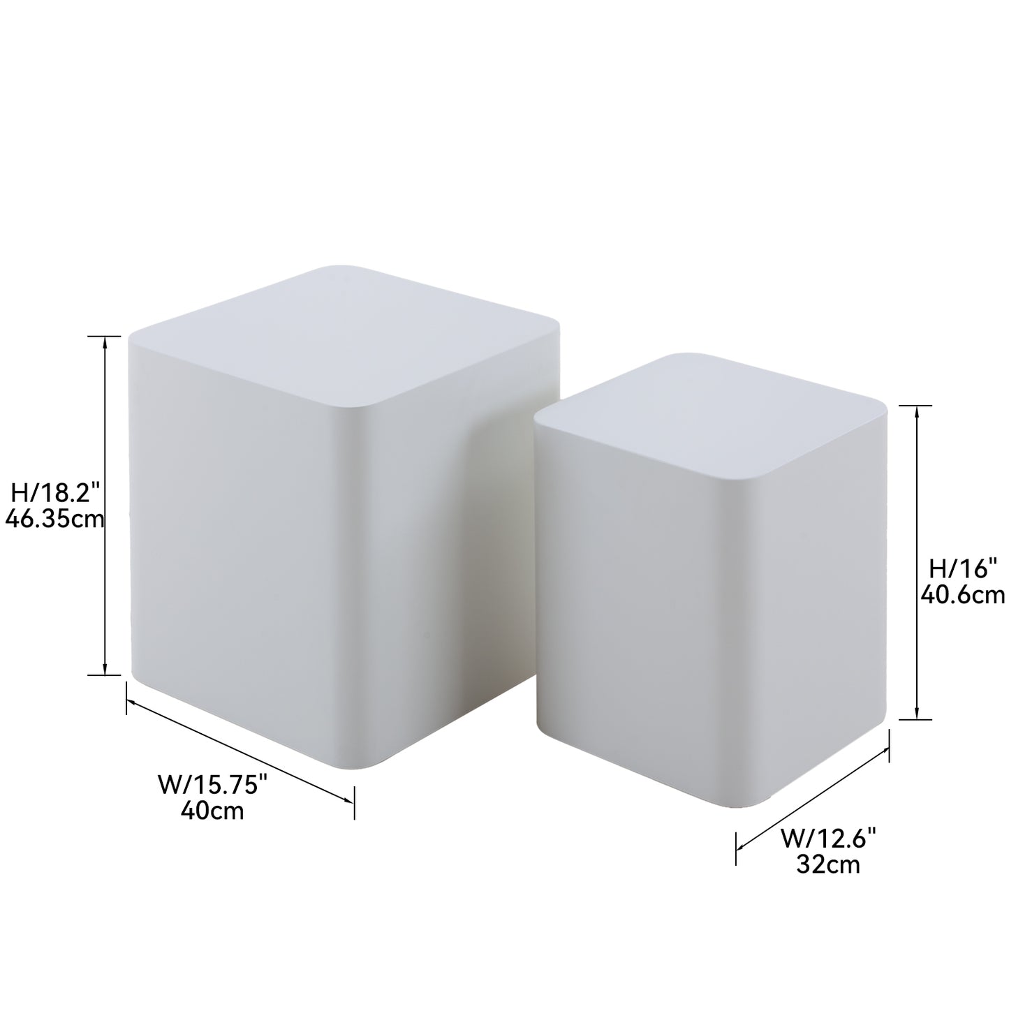 Modern White MDF Nesting Tables Set of 2 for Living Room, Office, and Bedroom