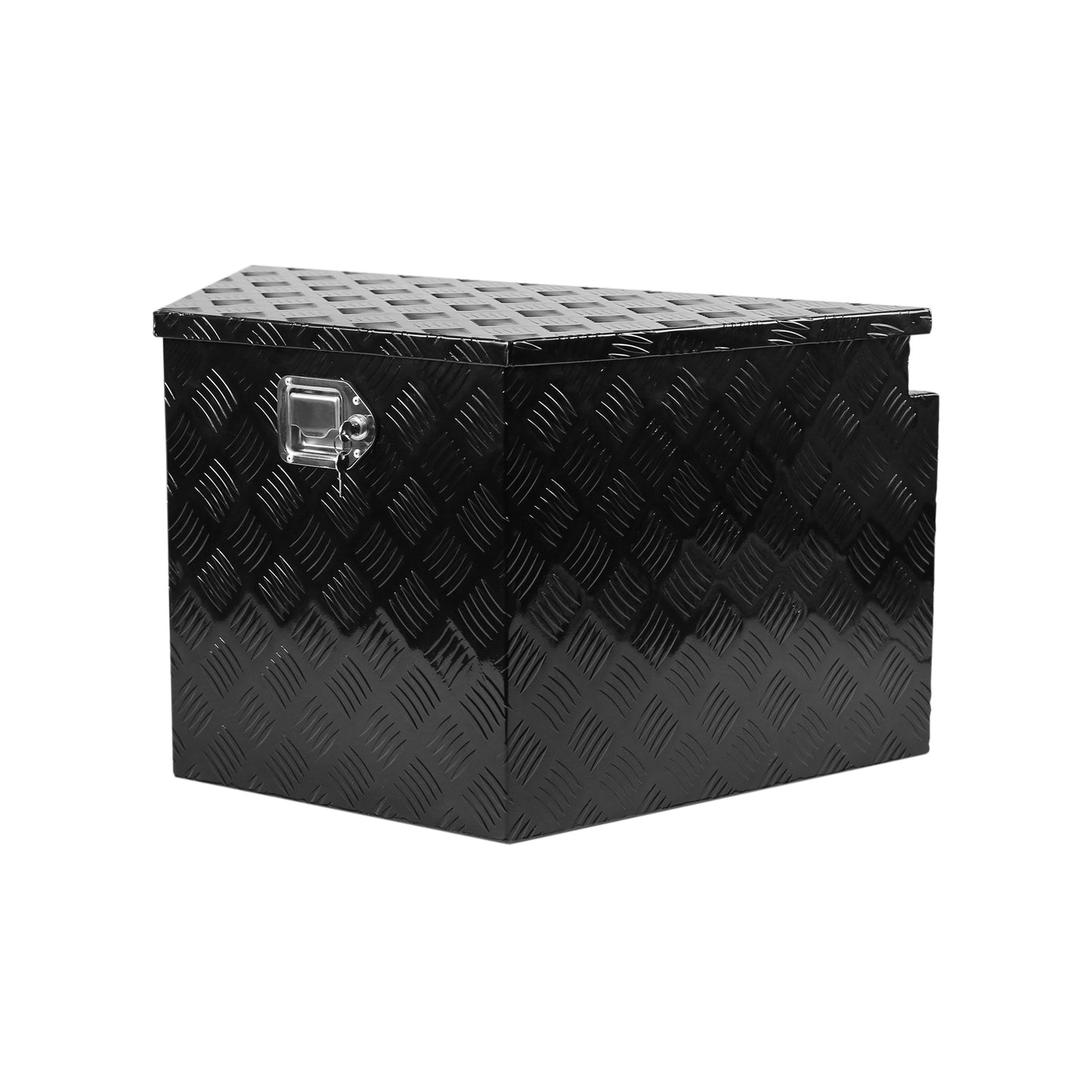 33 Inch Heavy Duty Diamond Plate Aluminum Trailer Tongue Box Pickup Truck Tool Box Storage Organizer with Weather Resistant Seal, Lock & Keys – Black 32.5"x20.5"x18.3"