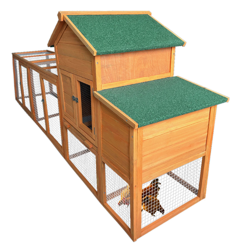 121” Large outdoor Wooden Chicken Coop, Hen House with Nest Box ,Wire Fence Poultry Cage