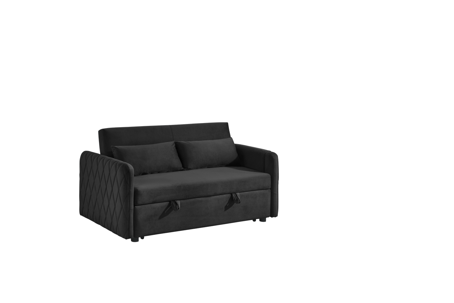 55 Modern Velvet Convertible Sofa Bed with Adjustable Backrest and Detachable Arm Pockets