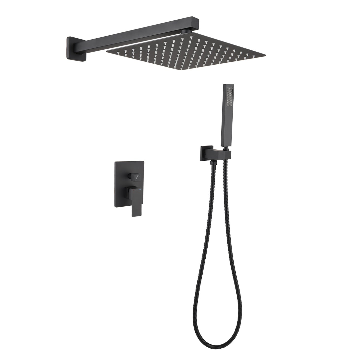 Luxurious Dual Shower System with Hand Shower in Matte Black