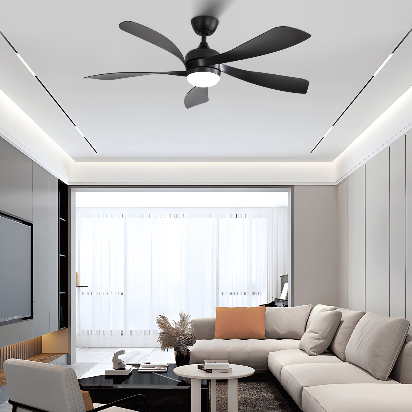 52 Inch Quiet DC Motor Ceiling Fan with LED Lights and Remote Control