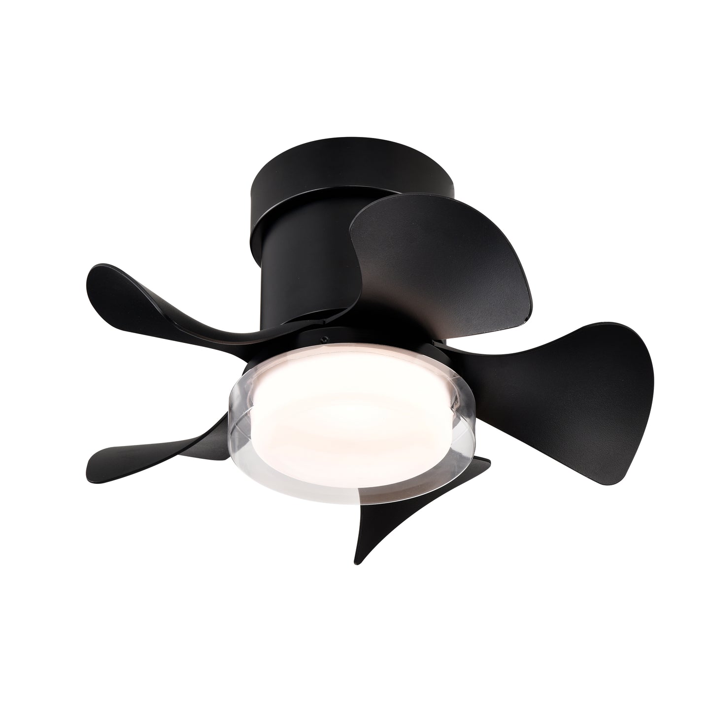 Remote Ceiling Fan with LED Light - 21'' Matt Black ABS Blade