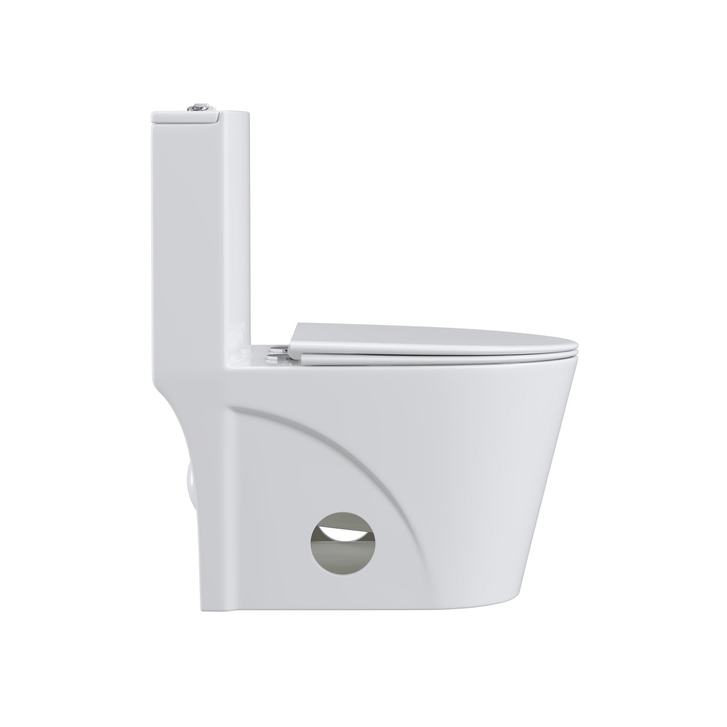 Dual Flush Elongated Standard One Piece Toilet with Comfortable Seat Height, Soft Close Seat Cover, High-Efficiency Supply, and White Finish Toilet Bowl (White Toilet)