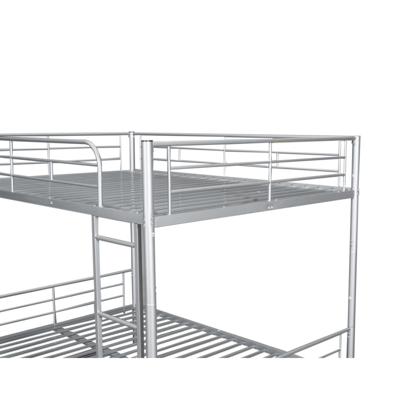 Silver Metal Full Over Full Bunk Bed Set with Trundle