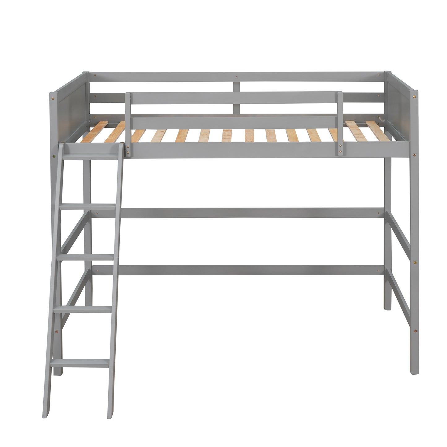 Solid Wood Twin Size Loft Bed with Ladder(Gray)(: WF191903AAE)