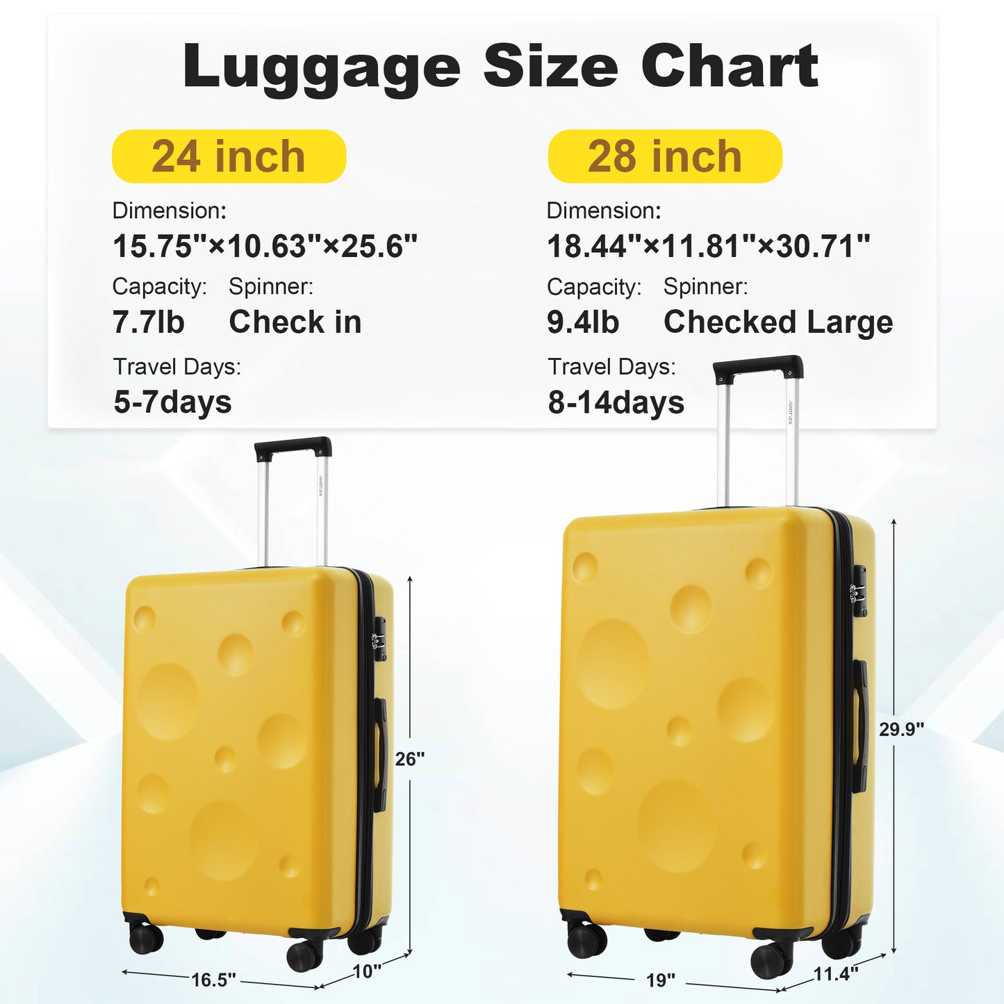 Hardshell Luggage Sets 2 Pieces 24"+28" Expandable Luggages Spinner Suitcase with TSA Lock Lightweight