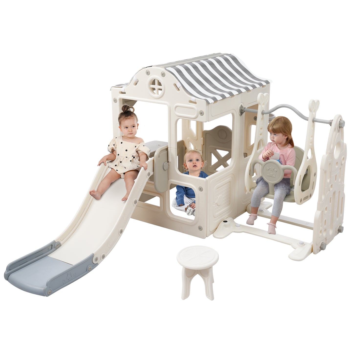 6-in-1 Toddler Slide and Swing Set with Fairy House for Babies