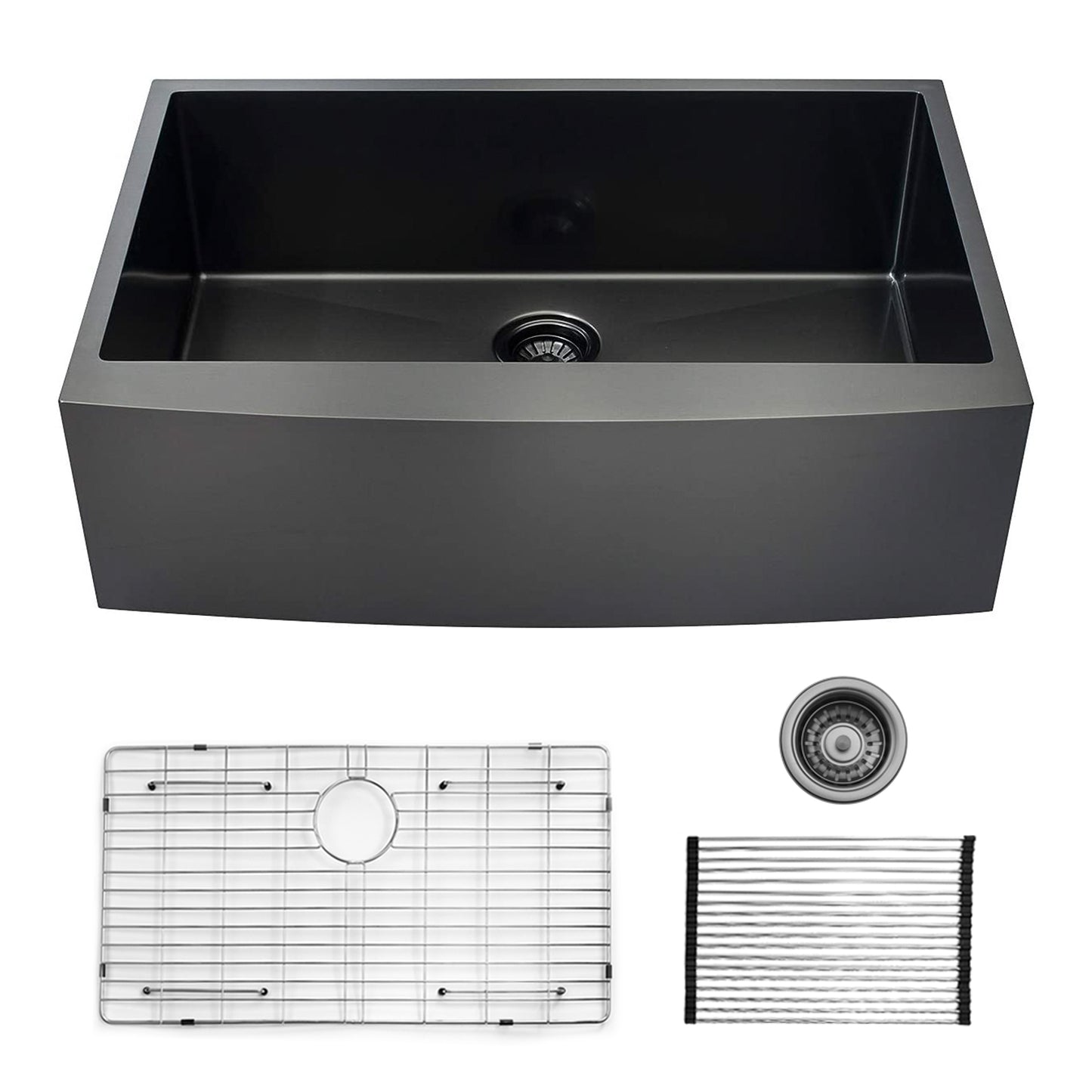 Luxurious 30 Farmhouse Kitchen Sink with Black Gunmetal Finish and Nano Protective Coating