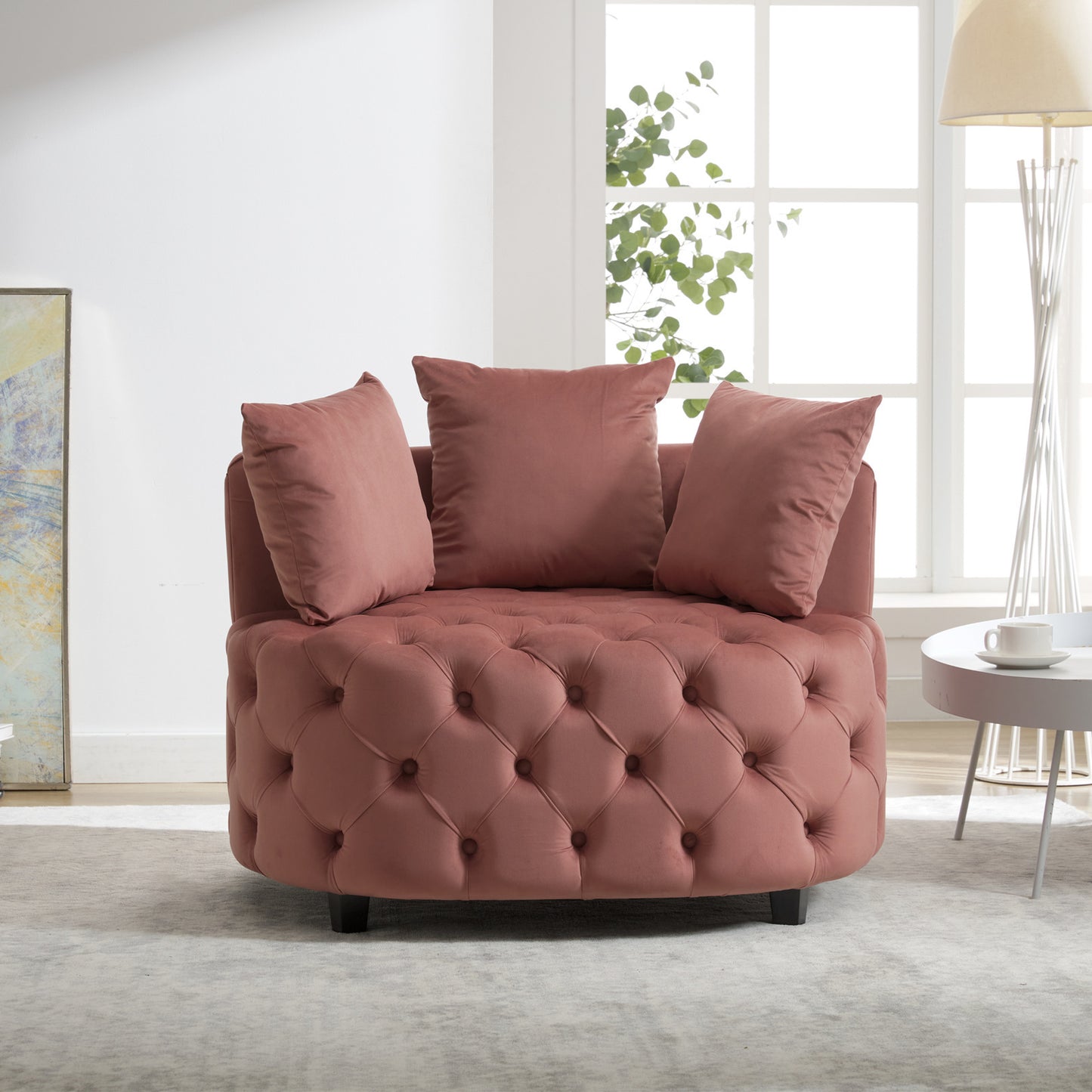 A&A Furniture,Accent Chair / Classical Barrel Chair for living room / Modern Leisure Sofa Chair (Pink)