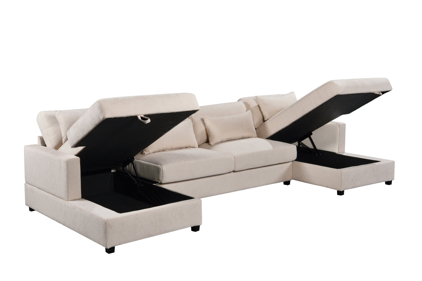 U_STYLE Modern Large U-Shape Sectional Sofa, 2 Large Chaise with Storage Space for Living Room, 4 Lumbar Support Pillows