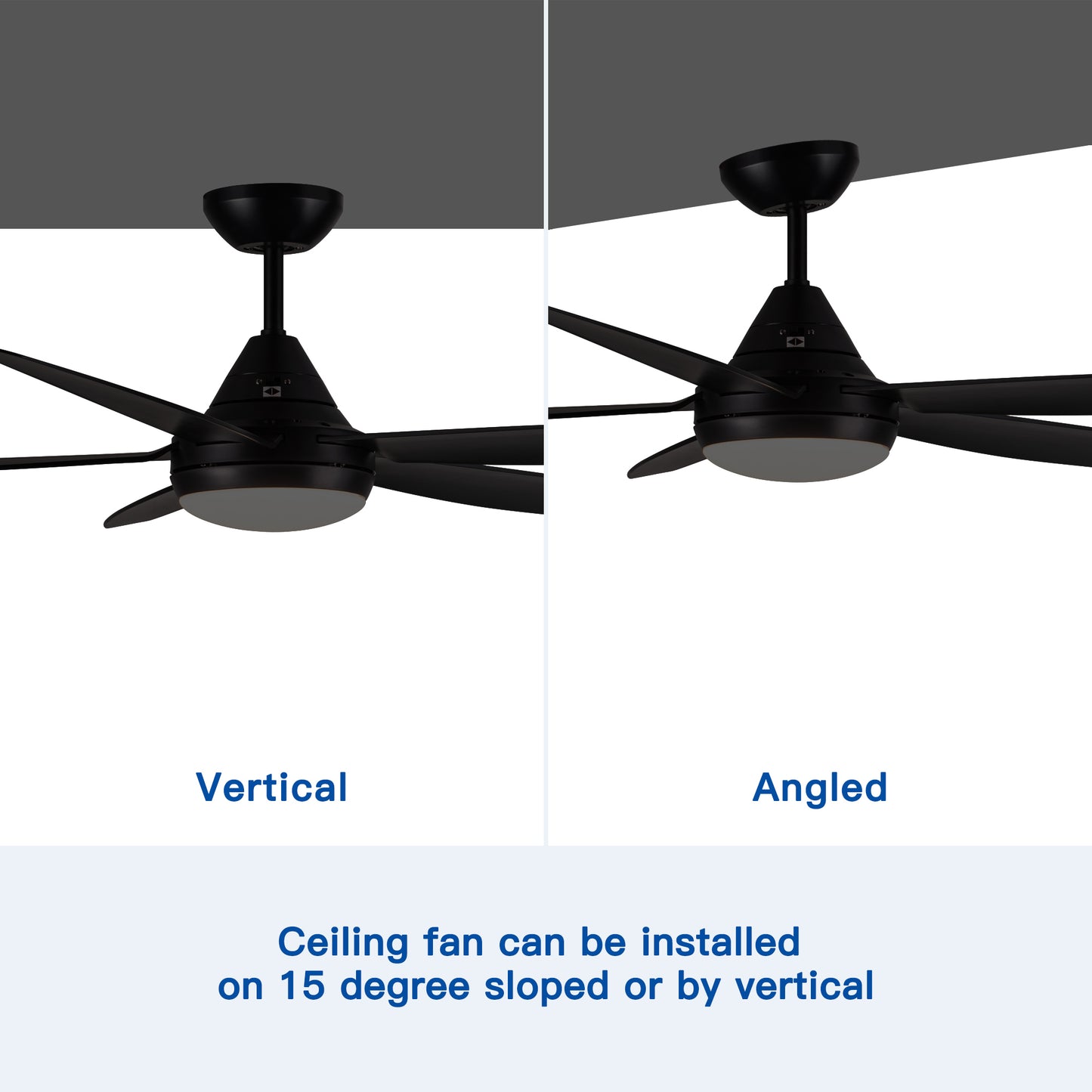 56-Inch Integrated LED Black ABS Blade Ceiling Fan with Lighting