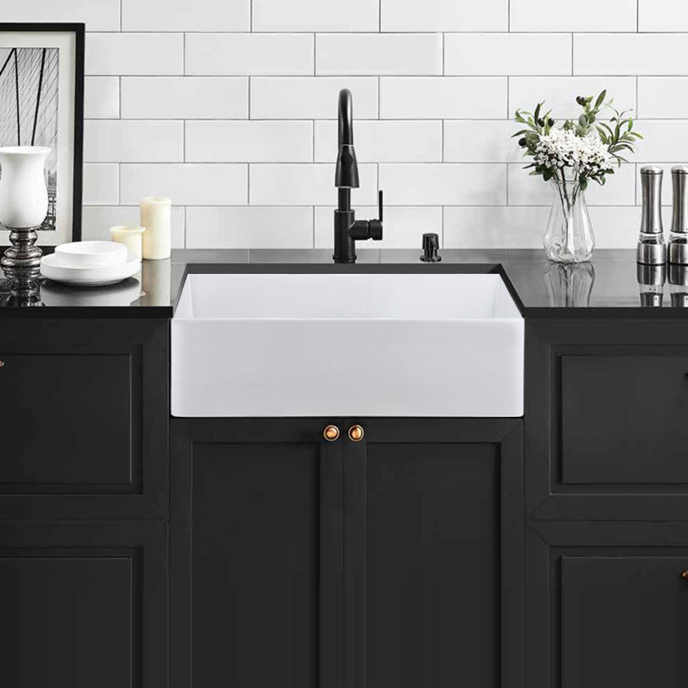 White Ceramic Farmhouse Kitchen Sink