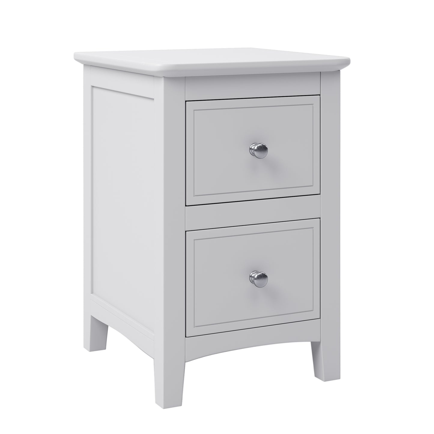 2 Drawers Solid Wood Nightstand End Table in White