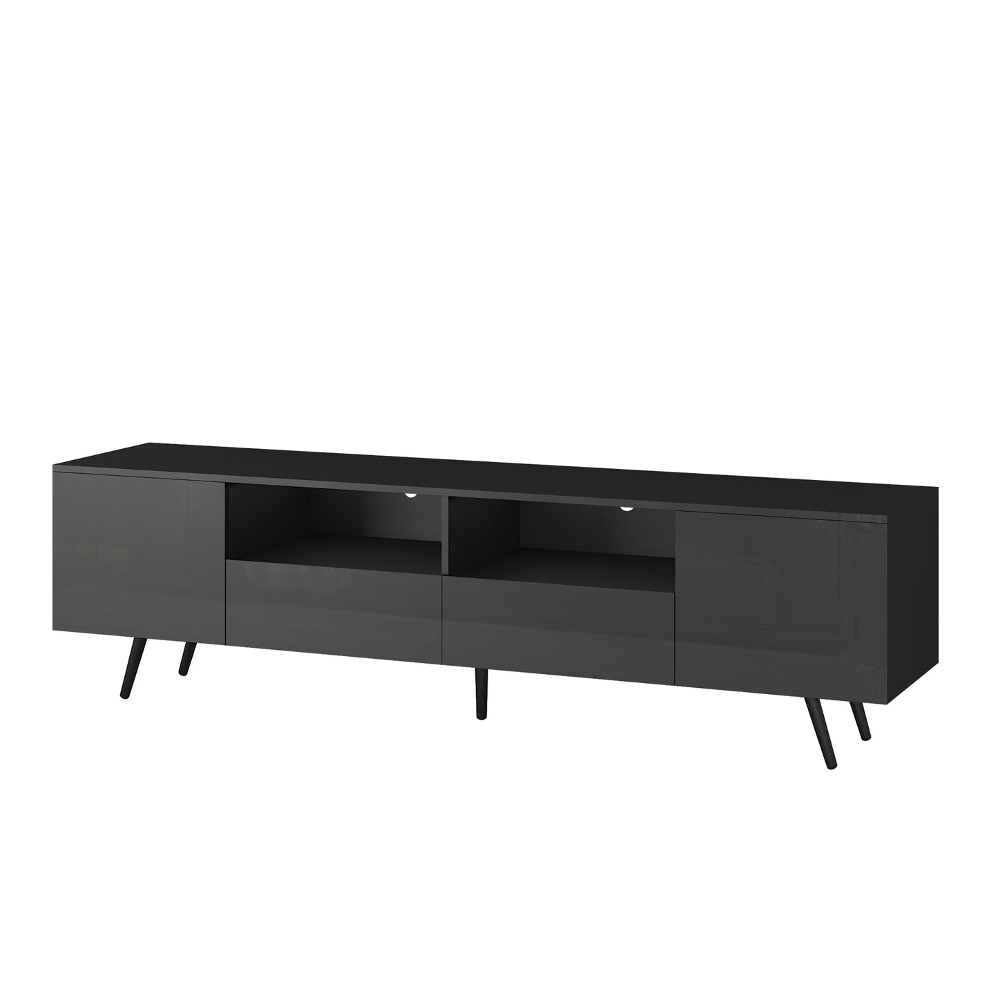 Sleek White TV Stand with LED Lights and Remote Control