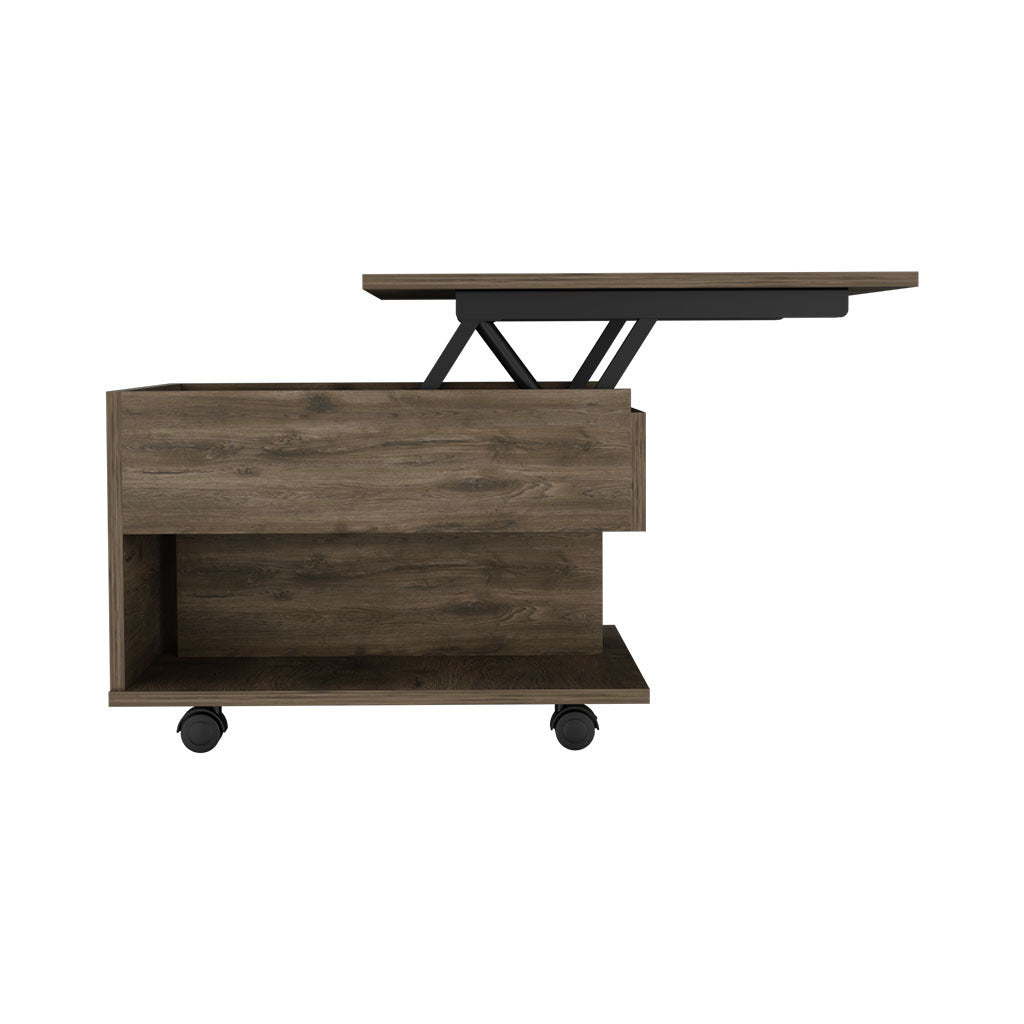 Elevate Dark Brown Lift Top Coffee Table with Casters